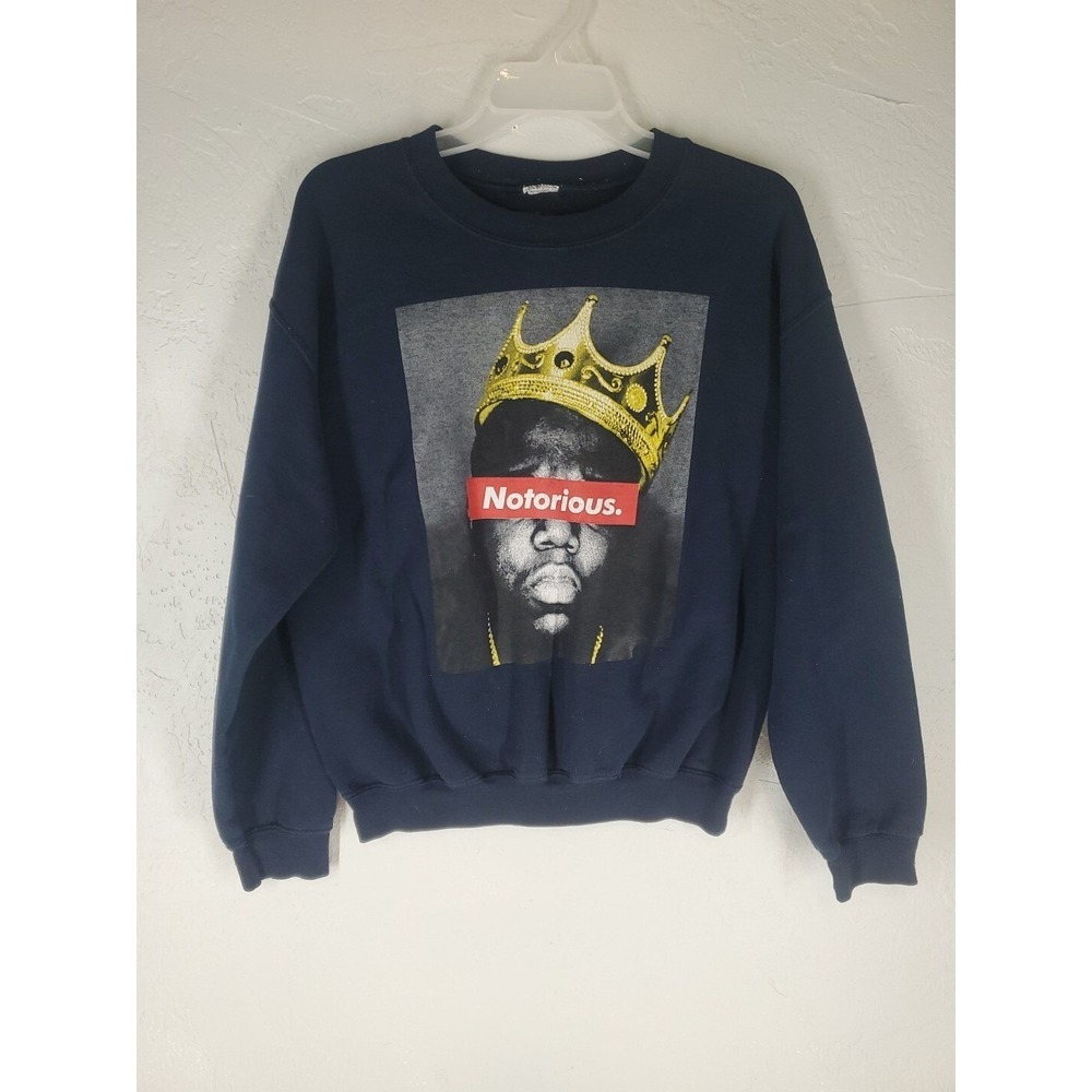 Brooklyn Mint Notorious BIG Crown Graphic Sweatshirt Navy Blue Mens‎ Medium